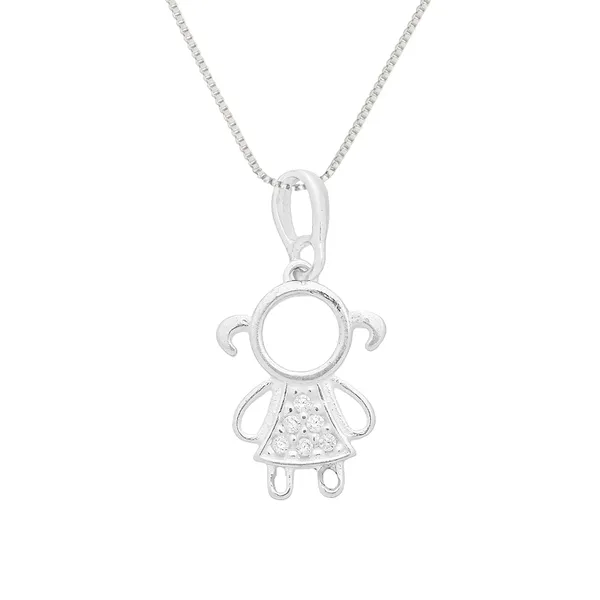 Colar Menina com Zircônia em Prata 925